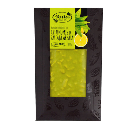 Baltasis šokoladas su citrinomis ir žaliąja arbata