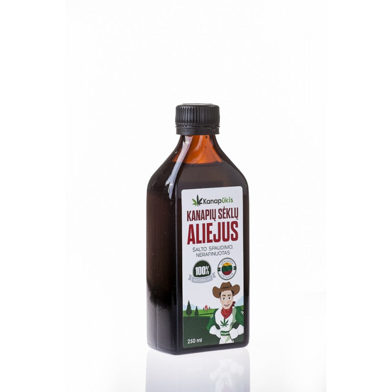 Ekologiškas kanapių sėklų aliejus 250 ml.